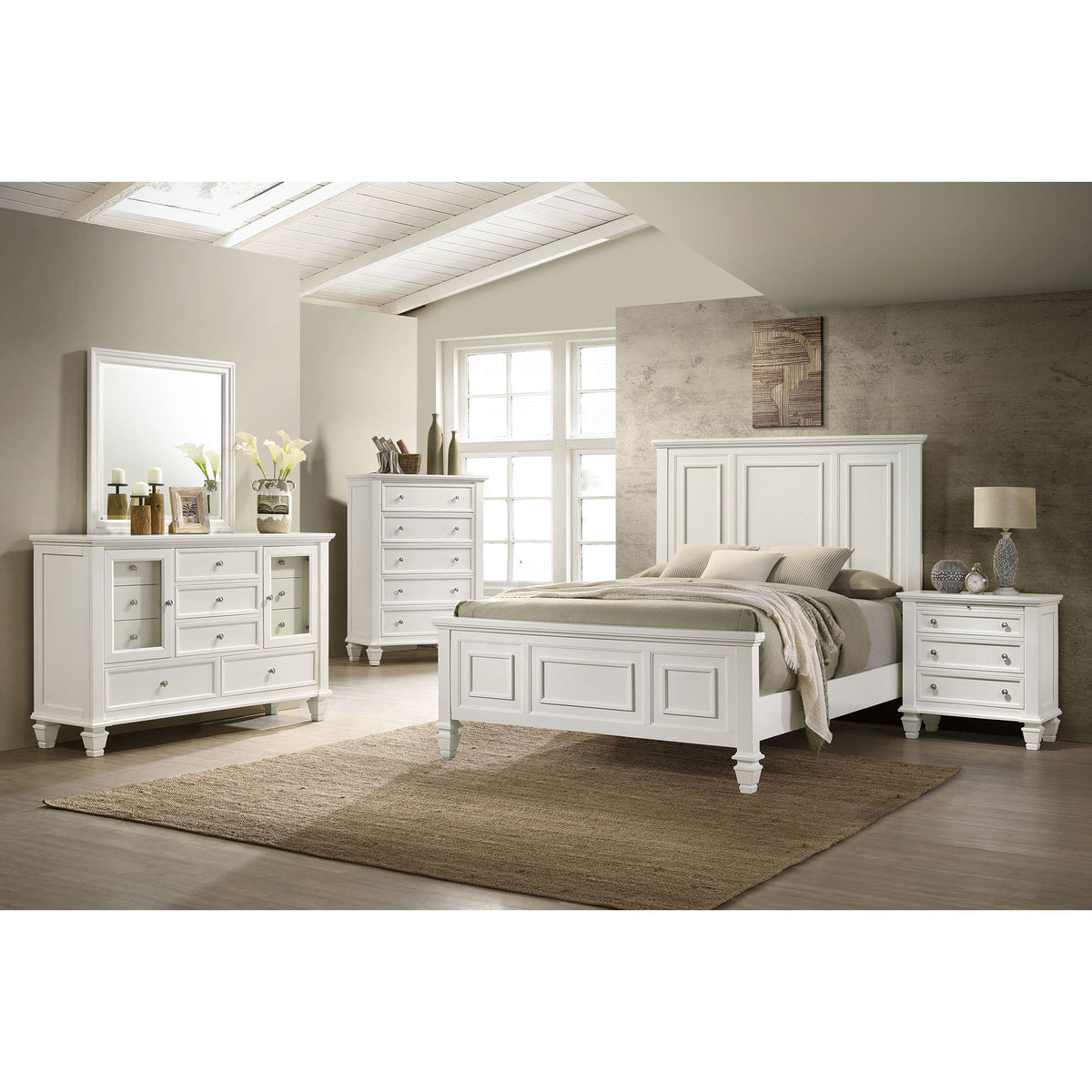 Copper - Queen Panel Bed With Structured Headboard And Slatted Design - White