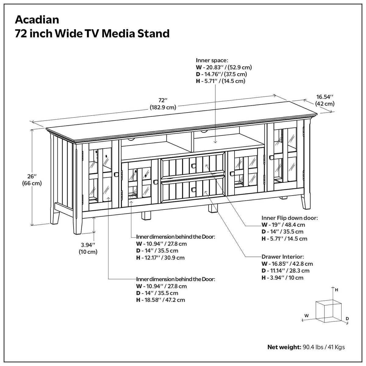 Acadian - Wide TV Media Stand - Brown