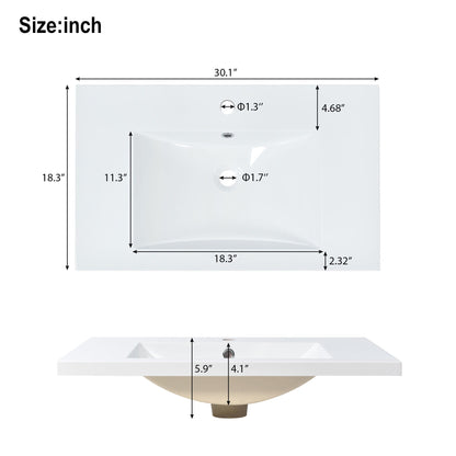 Bathroom Vanity Set With Sink, Combo Cabinet, Bathroom Storage Cabinet, Solid Wood Frame