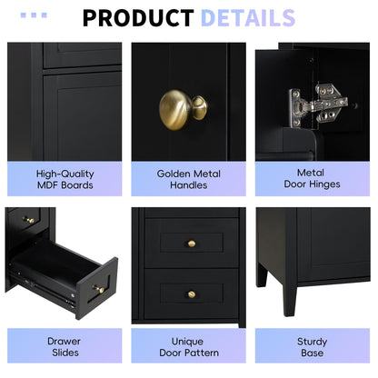 Bathroom Vanity With Sink, Cabinet With 3 Drawers And Adjustable Shelf