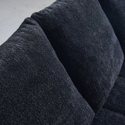 L - Shaped Sectional Sofa With Side Pockets, Wireless Charging, USB Ports, Cup Holder, Bluetooth Speaker, Reversible Lounge Chaise - Black