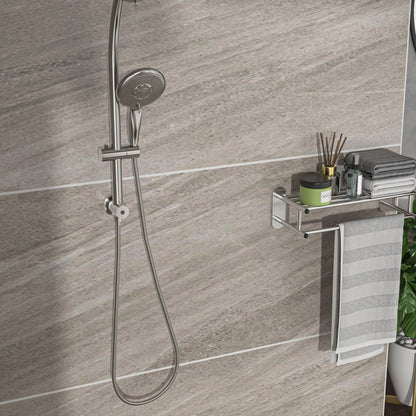 Dual Shower Head With Adjustable Slide Bar And Multi Function Settings