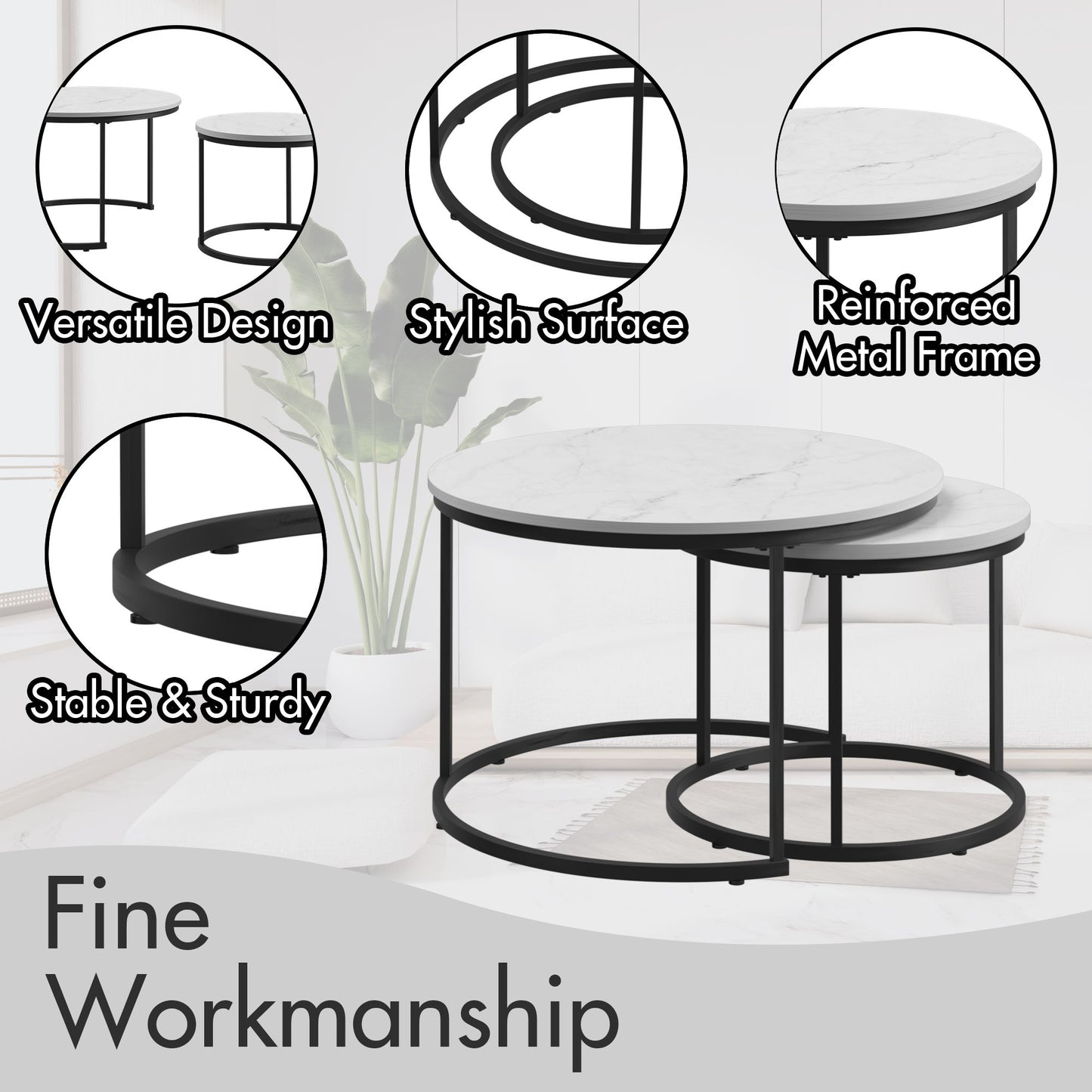 Round Nesting Coffee Table (Set of 2)
