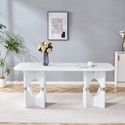 Modern Dining Table With Sleek Hollow-Out Frame And Accents