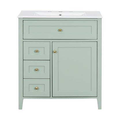 Modern Bathroom Vanity With Sink, 3 Drawers And Adjustable Shelf