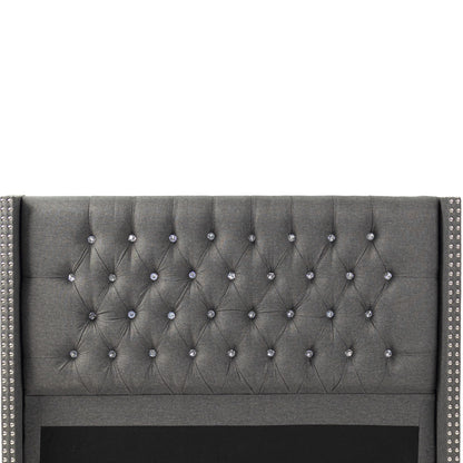 Contemporary Style Bed With Diamond Tufted Headboard