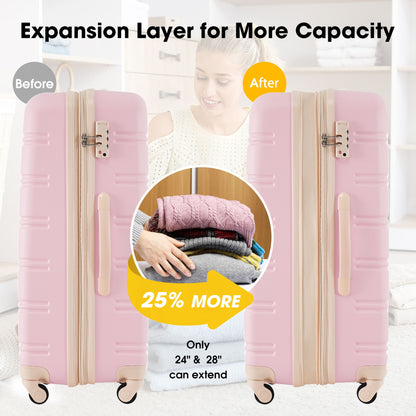 3 Piece Luggage Set Hardside Spinner Suitcase With Tsa Lock 20" 24" 28"