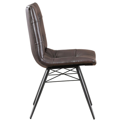Back Dining Chairs With Button Tufting (Set of 4) - Brown