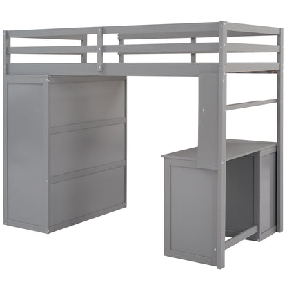 Loft Bed With Drawers, Desk, And Wardrobe