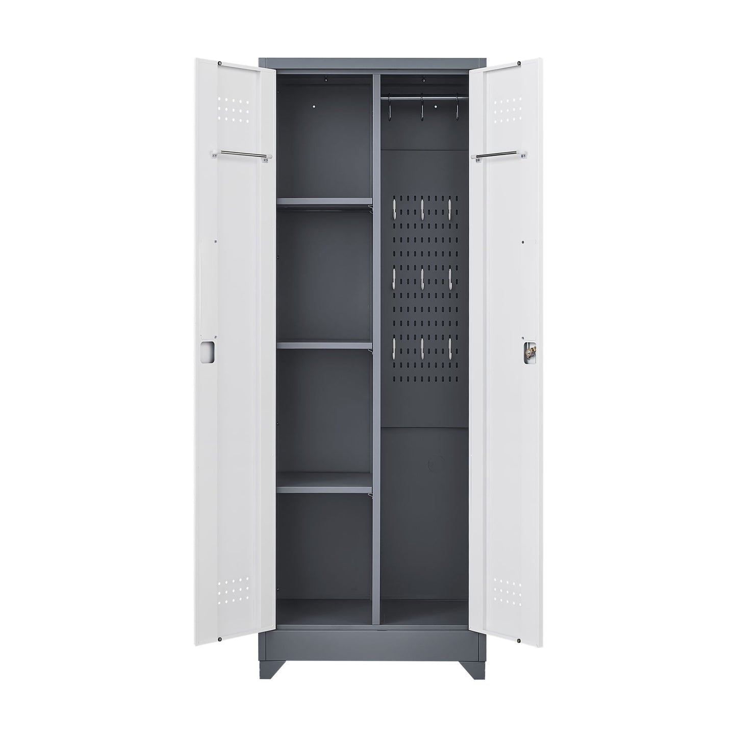 Lockers With Locking Doors, Adjustable Shelves, High Broom Tool Storage Cabinet