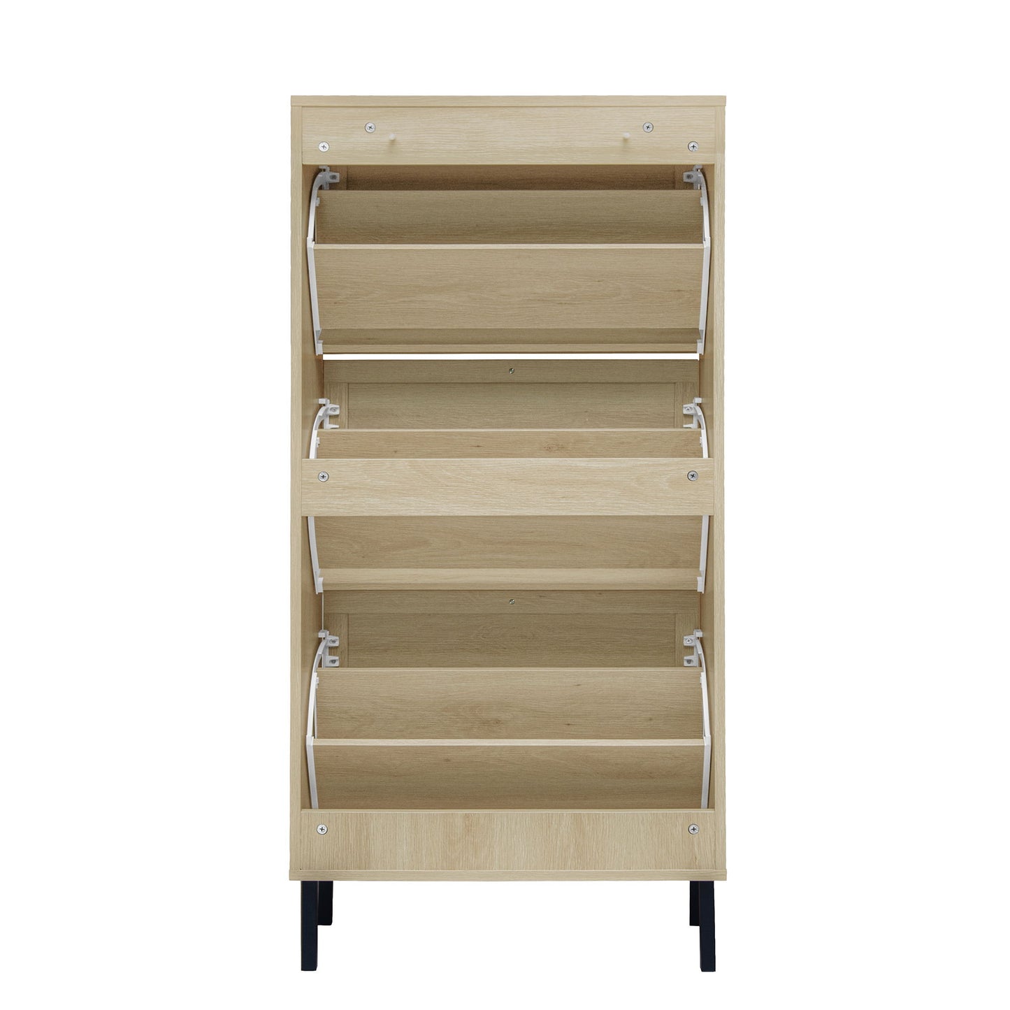 Modern Rattan 3 Door Shoe Rack Cabinet For Entryway