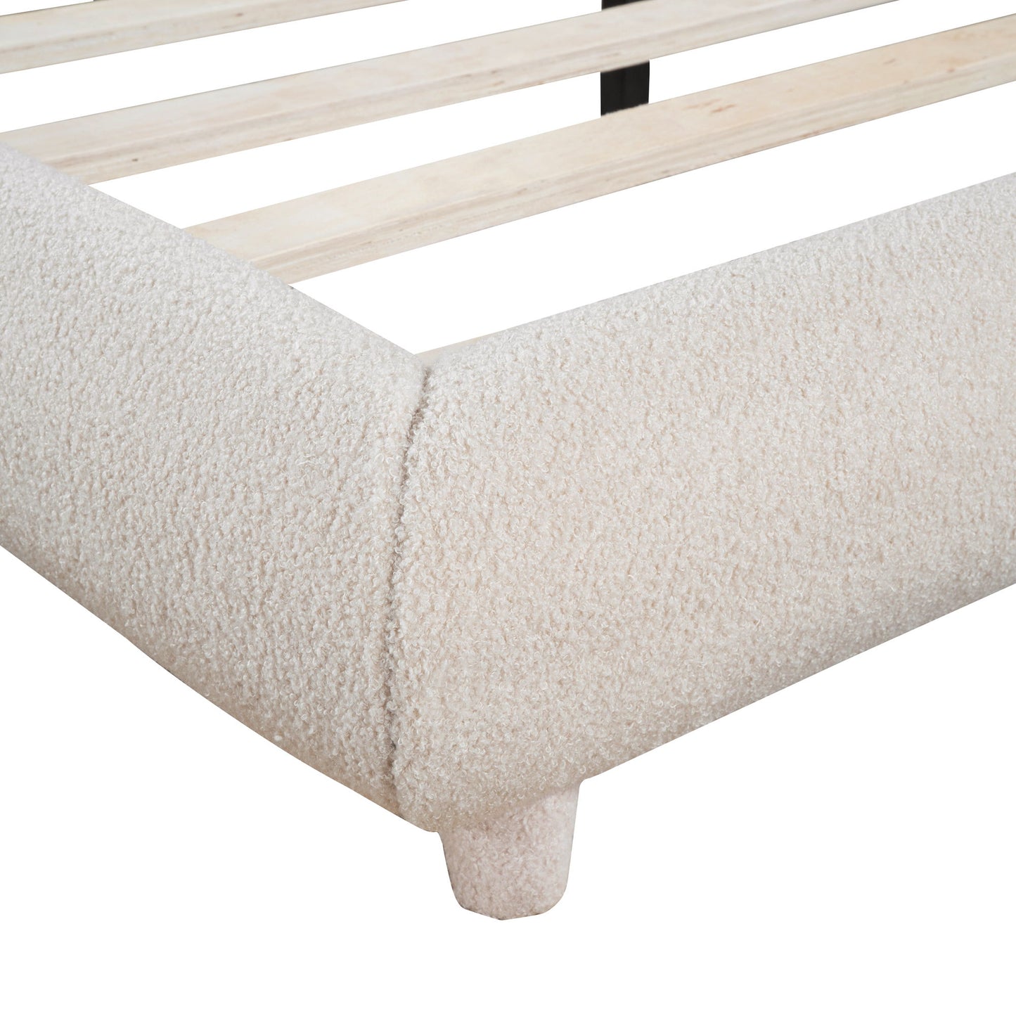 Upholstered Platform Bed With Thick Solid Frame And Stylish Curve-Shaped Design