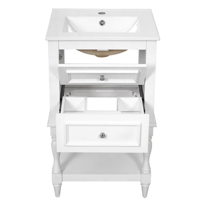 Retro Design Bathroom Vanity With Sink, 2 Drawer Storage Cabinet