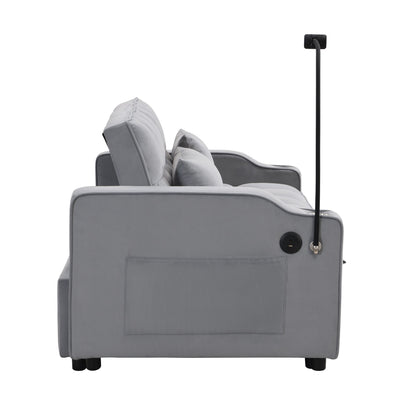 Modern Loveseat With Pullout Bed, Adjustable Reclining Backrest