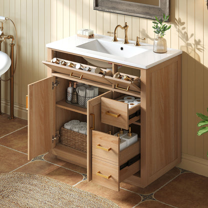 Bathroom Vanity & Sink, Soft Close Doors & Drawers - Wood