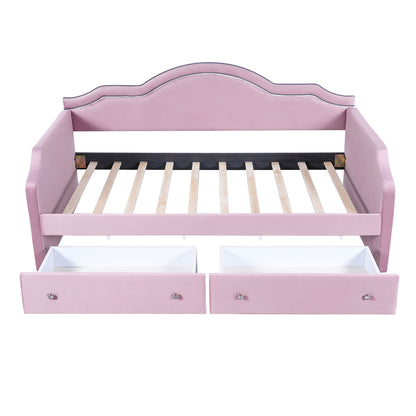 Upholstered Daybed With LED Lights And 2 Drawersme