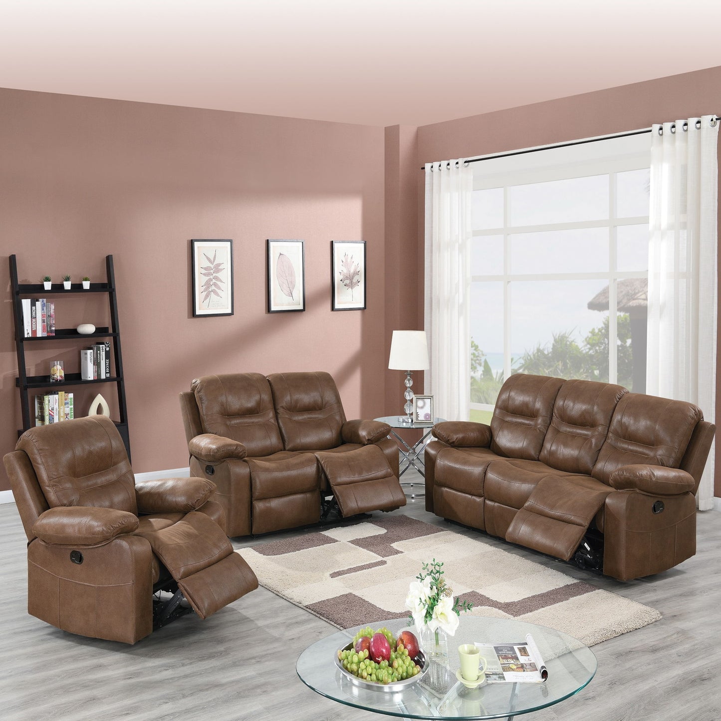 Manual Recliner With Pillow Arms And Headrest - Dark Brown