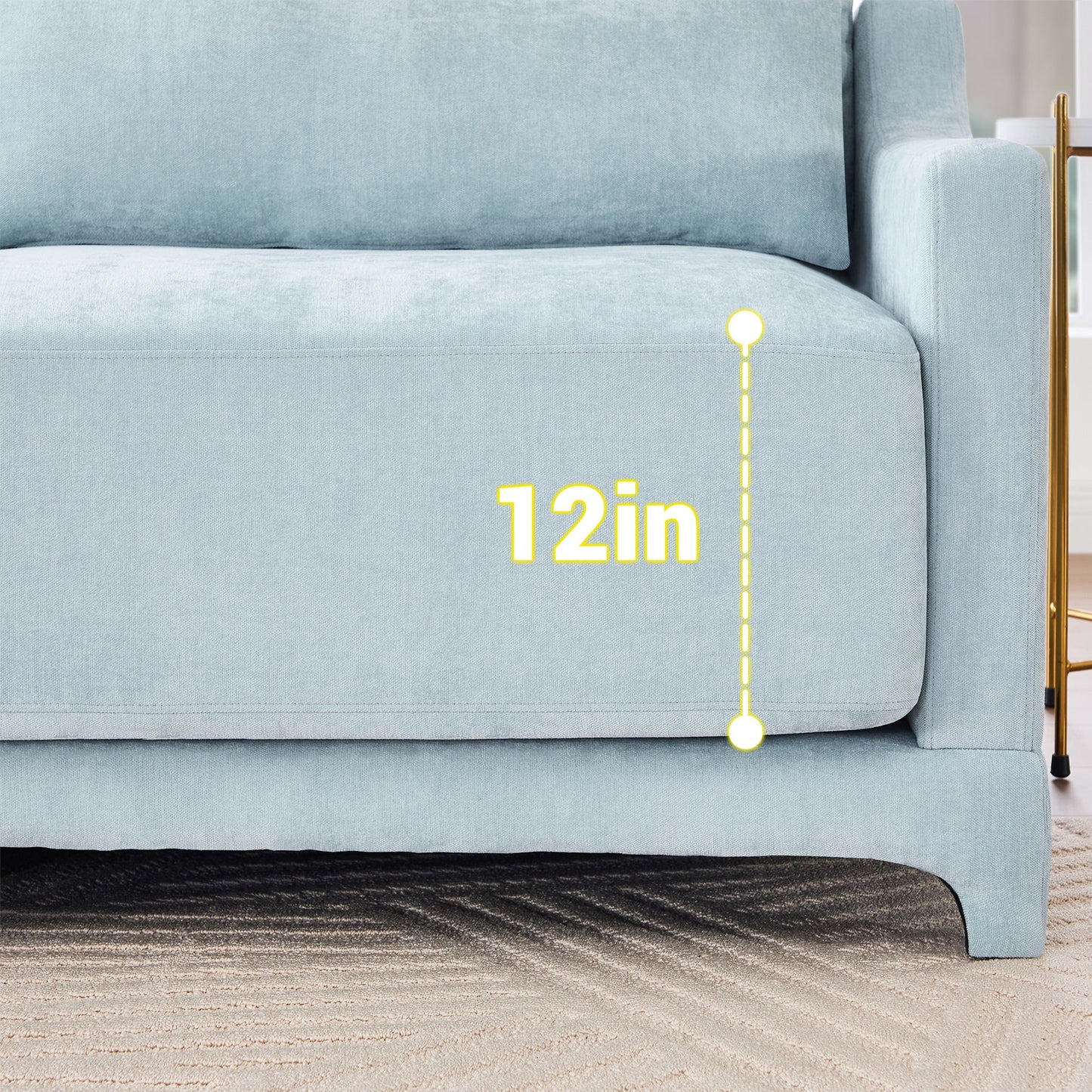 Stylish Sofa With Ottoman And Lumbar Pillows, Ergonomic Design