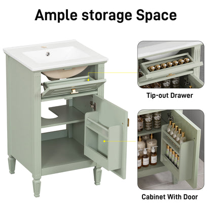Bathroom Vanity With Sink, Adjustable Shelf, Tilt-Out Drawer