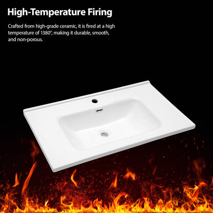 Modern Rectangular Vanity Top With Overflow For Bathroom