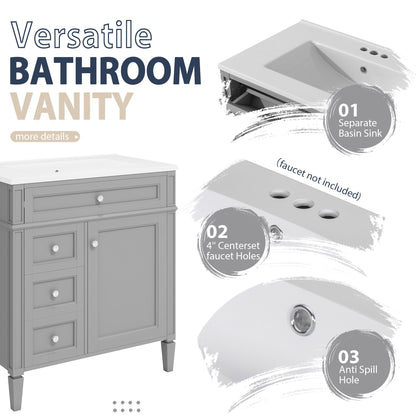 Bathroom Vanity With Medicine Cabinet, Royal Mirror Cabinet, Modern Bathroom Storage Cabinet With 2 Soft Closing Doors And 4 Drawers