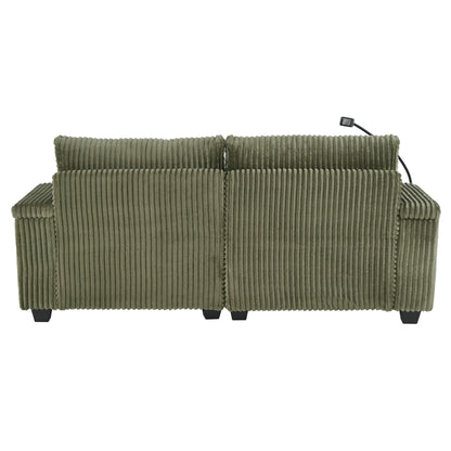 Modern Chaise Sofa With Adjustable Backrest, Cup Holders, Phone Holder & Storage Compartments For Living Room