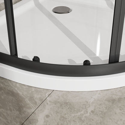 Corner Shower Door With Double Sliding - Matte Black