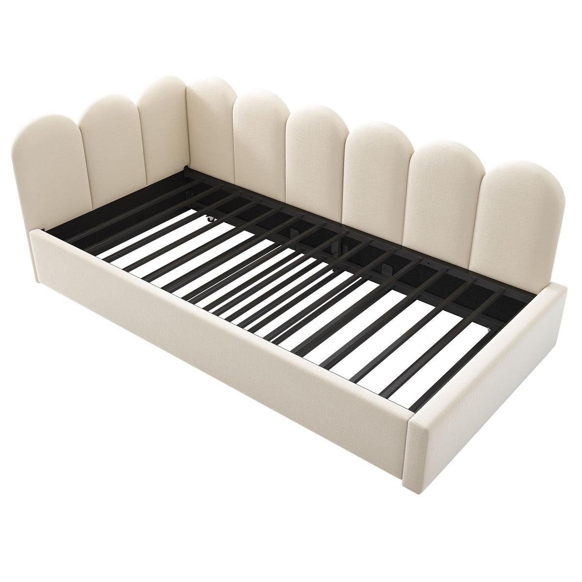 Upholstered Daybed With Metal Slatted Base