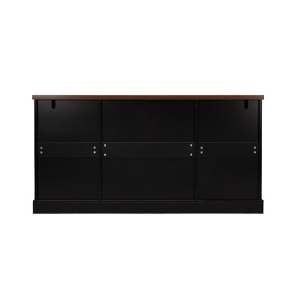 Barn Door Storage Cabinet With 2 Drawers & Door Rack, Adjustable Shelves
