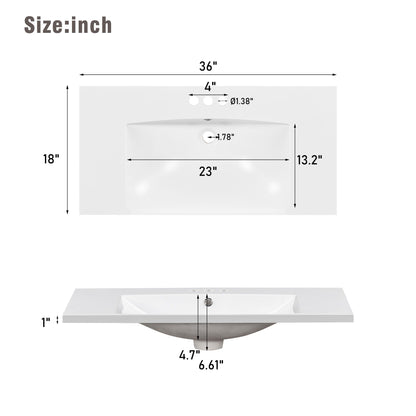 Bathroom Vanity With Ceramic Sink, Soft Close Doors, Adjustable Shelves