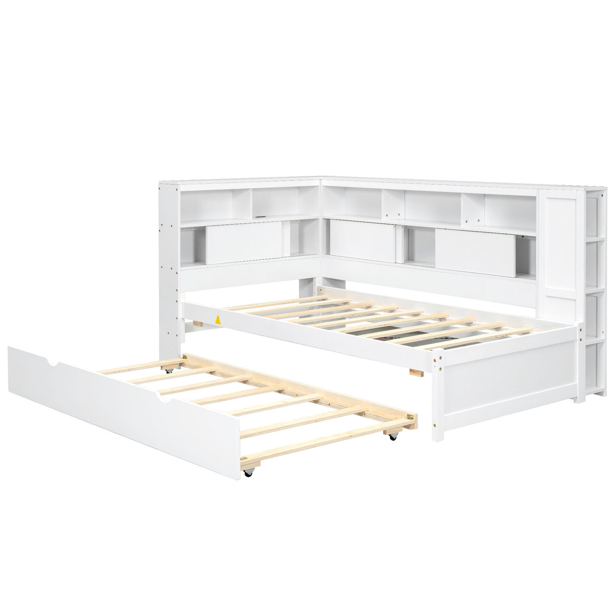 Daybed With Storage Shelves, USB Charging, And Trundle Bed