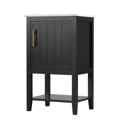Modern Bathroom Vanity With Sink, Soft-Closing Door And Open Shelf