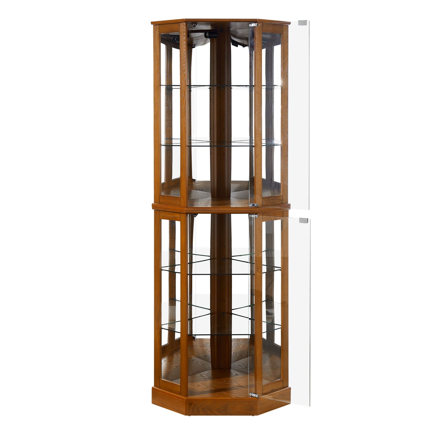 6 Shelf Corner Curio Display Cabinet With Lights, Mirrors And Adjustable Shelves (E26 Light Bulb Not Included)