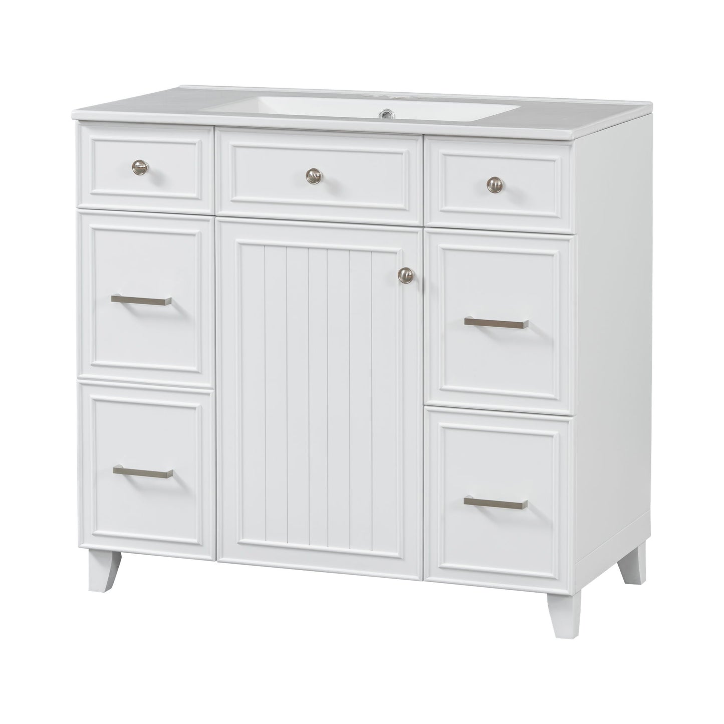Bathroom Vanity With Ceramic Sink, Soft Close Doors, Adjustable Shelves