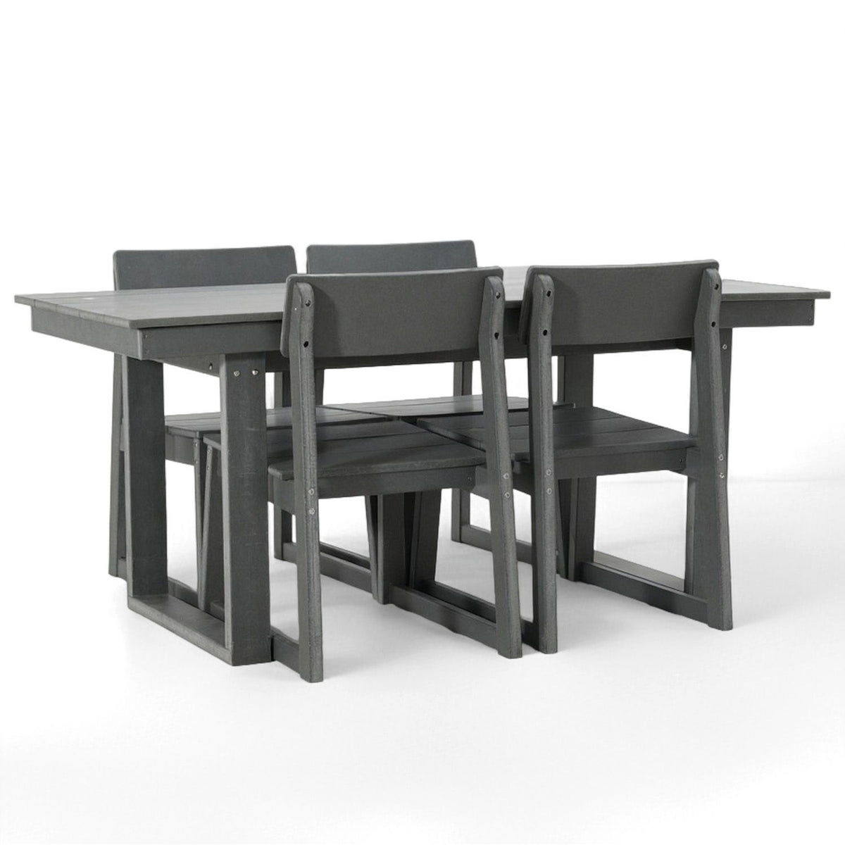 5 Piece Outdoor Dining Set, Table With Umbrella Hole And 4 Armrest Chairs
