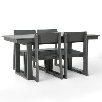 5 Piece Outdoor Dining Set, Table With Umbrella Hole And 4 Armrest Chairs