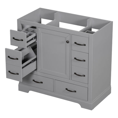 Modern Bathroom Vanity Base Only, 6 Drawer Storage With Adjustable Shelf