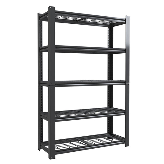 Heavy Duty 5 Tier Adjustable Metal Mesh Storage Rack With 2000 Lbs Capacity - Brushed Nickel