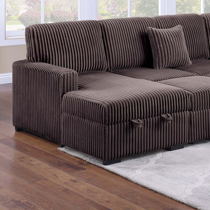 Convertible Sectional Upholstered Sleeper Sofa With Storage Chaise