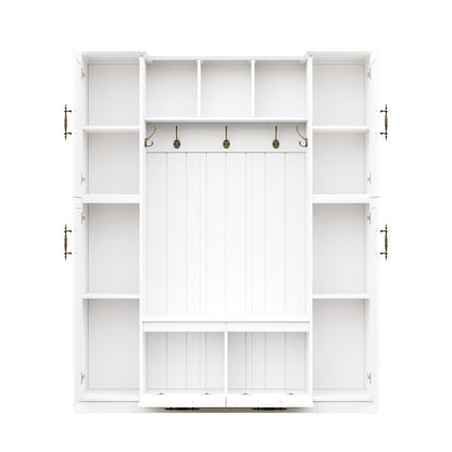Hall Tree With 4 Side Cabinets