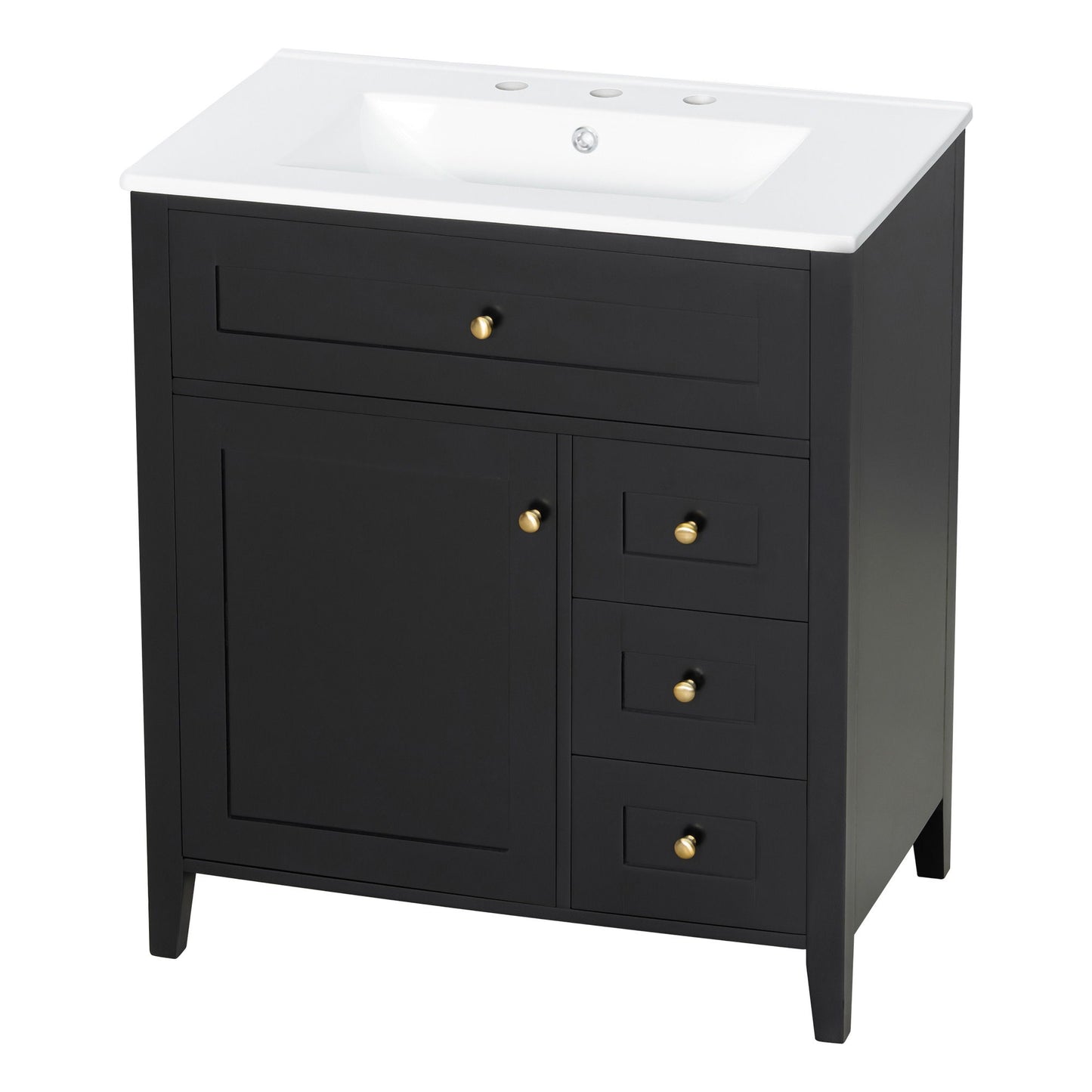 Bathroom Vanity With Sink, 3 Drawers And Adjustable Shelf