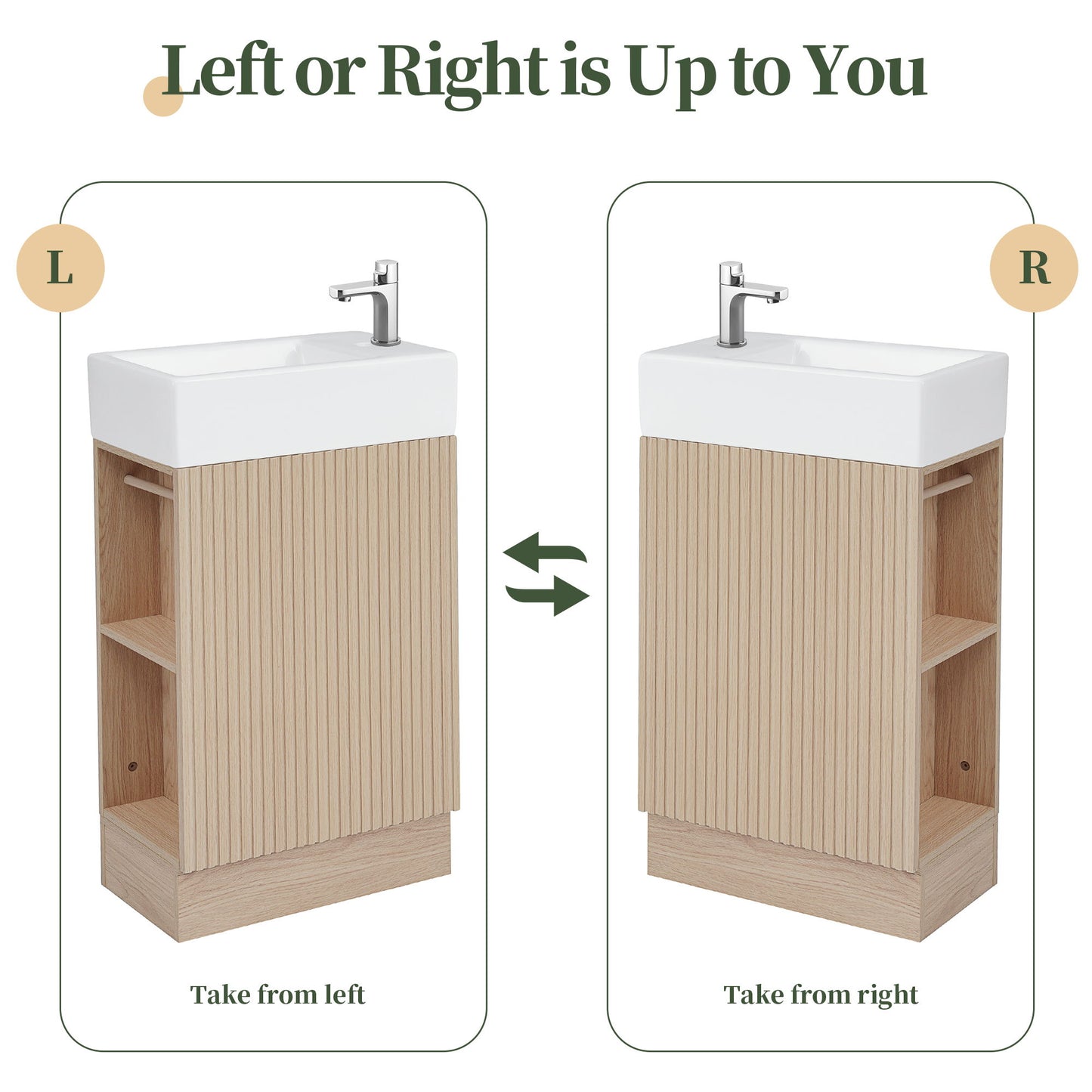 Modern Bathroom Vanity With Sink And 2 Tier Shelf