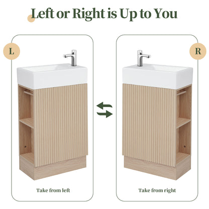 Modern Bathroom Vanity With Sink And 2 Tier Shelf