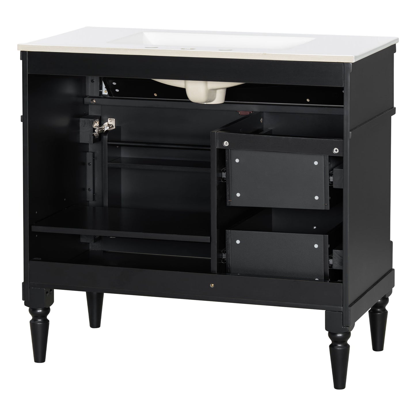 Freestanding Bathroom Vanity With Sink, Adjustable Shelf, Flip Drawer