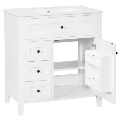 Modern Bathroom Vanity With Sink, 3 Drawers And Adjustable Shelf