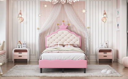 Lovely Crown Fantasy Princess Bed With Tufted Headboard