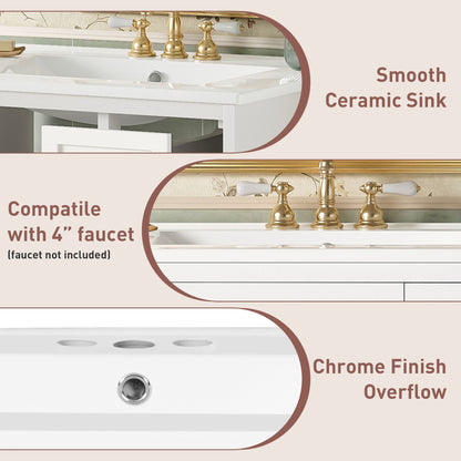 Wall-Mounted Bathroom Vanity Set With Sink, 2 Drawers And Soft-Close Door