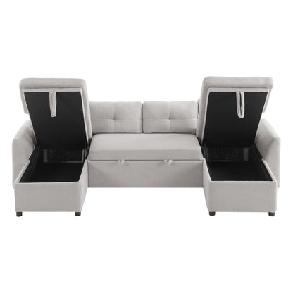 U-Shaped Sectional Sofa Bed With Storage And USB Ports