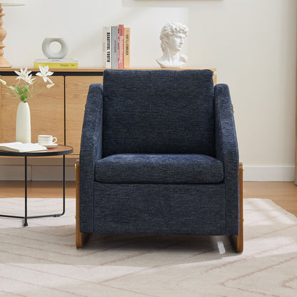 Modern Upholstered Armchair With Wooden Side Frame