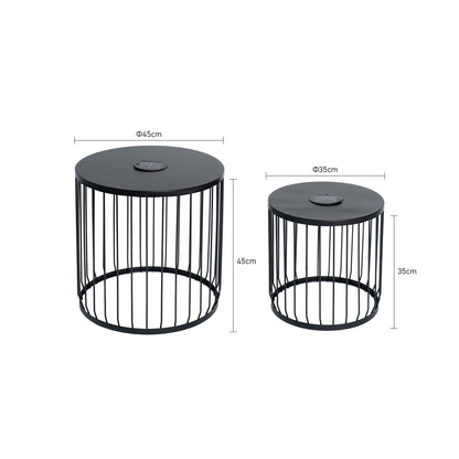 Solar Powered Nesting Side Table Set - Black